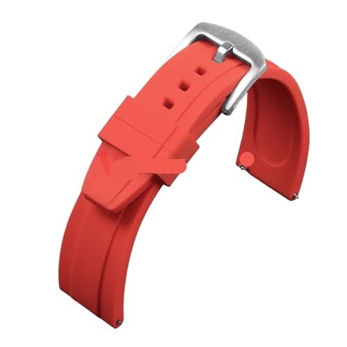 ZYFHYU Universelles wasserdichtes Gummiarmband 20 mm 22 for Sport-Silikon-Uhrenarmband, wasserdichte Uhrenarmbänder mit Verschluss zur Verwendung in Uhren(Red,20MM_SILVER BUCKLE) von ZYFHYU