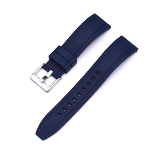 ZYFHYU Vulkanisiertes FKM-Gummiarmband 18 mm 20 22 24 Schnellverschluss-Uhrenarmbänder Wasserdichte Uhrenarmbänder mit Verschluss zur Verwendung in Uhren(Blue silver,24mm) von ZYFHYU