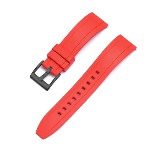 ZYFHYU Vulkanisiertes FKM-Gummiarmband 18 mm 20 22 24 Schnellverschluss-Uhrenarmbänder Wasserdichte Uhrenarmbänder mit Verschluss zur Verwendung in Uhren(Red black,24mm) von ZYFHYU