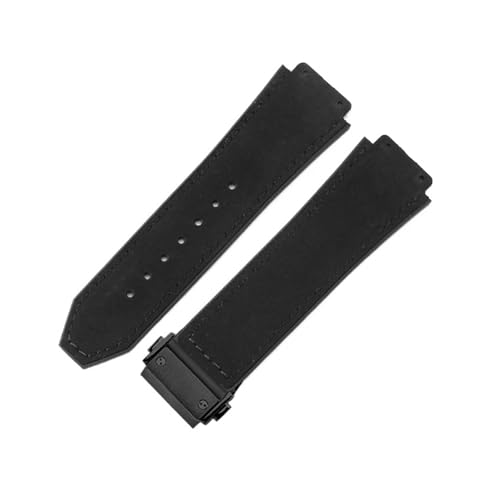 ZYFHYU Weiches, bequemes Uhrenarmband aus mattiertem Rindsleder for klassisches 19-mm-Armband Gummi for Herren und Damen zur Verwendung in Uhren(Black-Black) von ZYFHYU