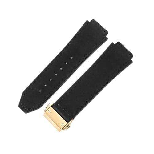 ZYFHYU Weiches, bequemes Uhrenarmband aus mattiertem Rindsleder for klassisches 19-mm-Armband Gummi for Herren und Damen zur Verwendung in Uhren(Black-Golden) von ZYFHYU