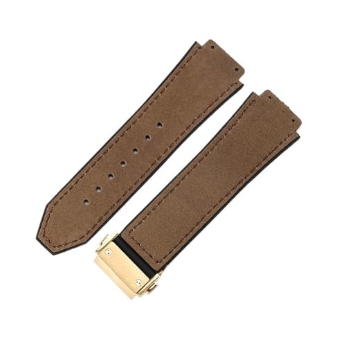 ZYFHYU Weiches, bequemes Uhrenarmband aus mattiertem Rindsleder for klassisches 19-mm-Armband Gummi for Herren und Damen zur Verwendung in Uhren(Coffee-Golden) von ZYFHYU