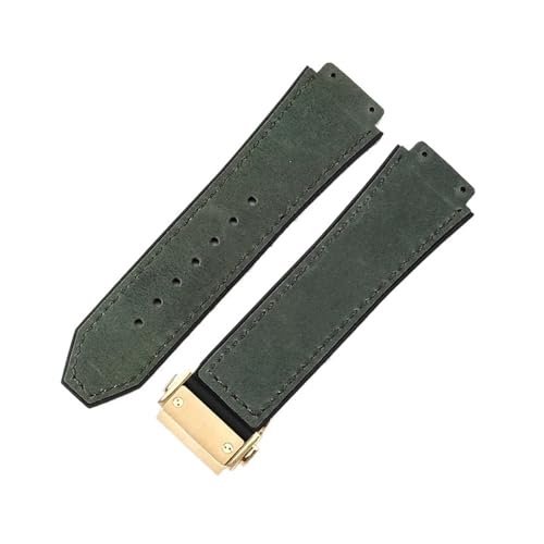 ZYFHYU Weiches, bequemes Uhrenarmband aus mattiertem Rindsleder for klassisches 19-mm-Armband Gummi for Herren und Damen zur Verwendung in Uhren(Green-Golden) von ZYFHYU