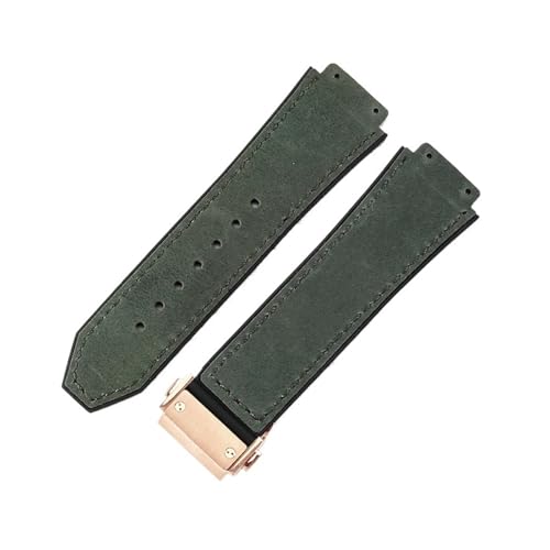 ZYFHYU Weiches, bequemes Uhrenarmband aus mattiertem Rindsleder for klassisches 19-mm-Armband Gummi for Herren und Damen zur Verwendung in Uhren(Green-Rose) von ZYFHYU