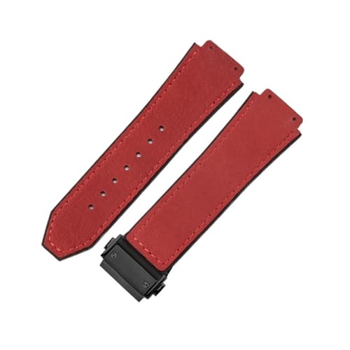 ZYFHYU Weiches, bequemes Uhrenarmband aus mattiertem Rindsleder for klassisches 19-mm-Armband Gummi for Herren und Damen zur Verwendung in Uhren(Red-Black) von ZYFHYU