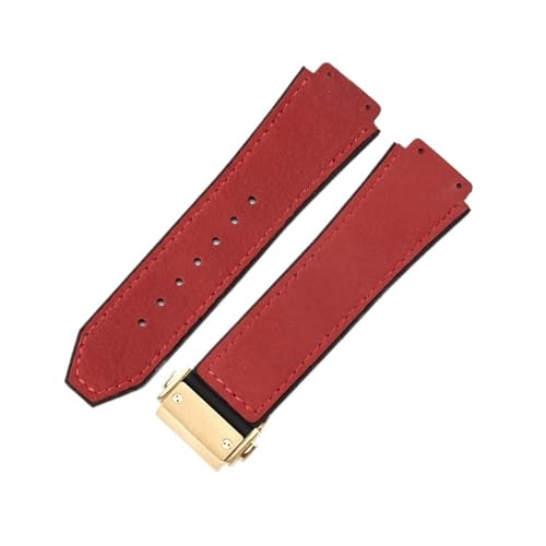 ZYFHYU Weiches, bequemes Uhrenarmband aus mattiertem Rindsleder for klassisches 19-mm-Armband Gummi for Herren und Damen zur Verwendung in Uhren(Red-Golden) von ZYFHYU