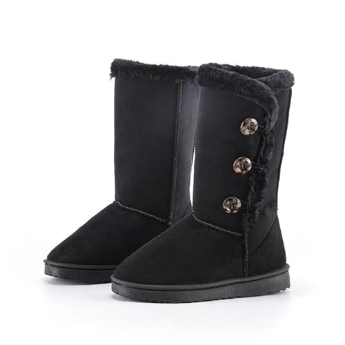 ZYFHYU Winter Frauen Hohe Schnee Stiefel Weibliche Klassische Mode Plüsch Stiefel Design Damen Freizeit Wolle Warme Baumwolle Schuhe für Damen(Black,38) von ZYFHYU