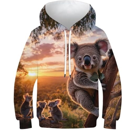 ZYGAOKDD Neuheits-Hoodie Für Kinder Koala 3D-Druck-Sweatshirt, Unisex-Oberteil, Lässiger Pullover 10-12Y von ZYGAOKDD