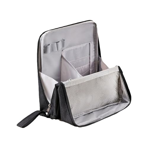 Stehende Make-up-Tasche mit großem Fassungsvermögen, Kosmetiktasche, Reise-Kulturbeutel, Make-up-Aufbewahrung, Schreibwaren-Organizer, stehender Toilettenartikel, Kosmetikartikel, Schwarz , Mass von ZYHARUKO