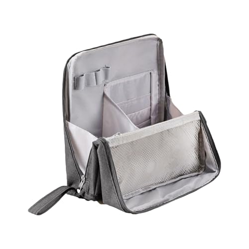 Stehende Make-up-Tasche mit großem Fassungsvermögen, Kosmetiktasche, Reise-Kulturbeutel, Make-up-Aufbewahrung, Schreibwaren-Organizer, stehender Toilettenartikel, Kosmetikartikel, grau, Mass Beauty von ZYHARUKO