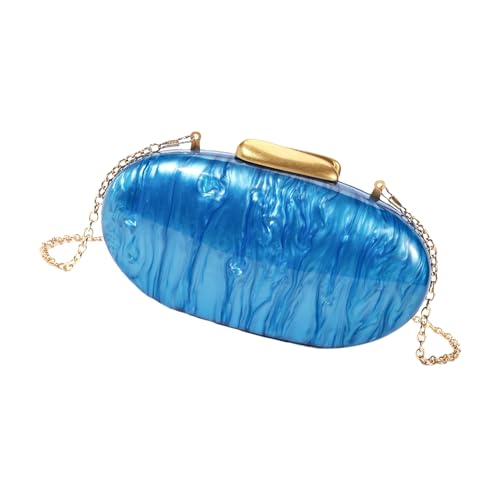 ZYHARUKO Abend-Handtasche für Damen, Eierform, Schultertasche, Kettenriemen, Crossbody-Tasche, Abend-Clutches für Cocktail-Party, Hochzeit, Eierform, für Damen, Kettenriemen, Schulter-Clutch, blau von ZYHARUKO