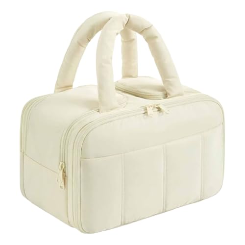 ZYHARUKO Große Reise-Kulturbeutel, leicht, Make-up-Organizer für Damen, Kosmetiktasche mit Griff und mehreren Fächern, beige, M1411 von ZYHARUKO