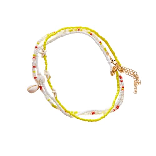 ZYHARUKO Handgefertigte mehrschichtige Halskette, natürliche Muscheln, Seesterne, Schildkröten, Perlen, Schmuck, verstellbare Schlüsselbeinkette, Strandmuschel-Halskette, Einheitsgröße, Wie von ZYHARUKO
