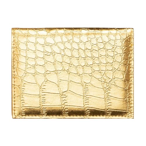 ZYHARUKO Moderner Kartenhalter aus PU-Leder, kompakte Brieftasche, hält Ihre Karten sicher verstaut für geschäftliche und den täglichen Gebrauch, stilvoller Kartenschlitz, gold, Mass Beauty von ZYHARUKO