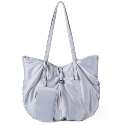 ZYHARUKO Schultertasche aus Nylon, für den täglichen Gebrauch, organisiert, Kordelzug, plissiert, großes Fassungsvermögen, für Arbeit, Schule und Freizeit, große Kapazität, grau, One Size ZYHARUKO Schultertasche aus Nylon, für den täglichen Gebrauch, organisiert, Kordelzug, plissiert, großes Fassungsvermögen, für Arbeit, Schule und Freizeit, große Kapazität, grau, One Size von ZYHARUKO