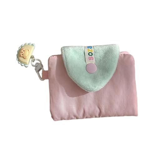 ZYHARUKO Taschen für Damen, Cartoon-Design, weiche Kopfhörer-Tasche und Münzgeldbörse, praktische Lippenstift-Aufbewahrungstasche für Mode-Enthusiasten und Studenten, hellrosa, M1023 von ZYHARUKO