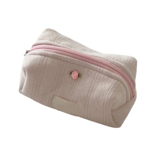 ZYHARUKO Taschen für Damen, gesteppt, Blumenmuster, Baumwolle, Make-up-Tasche, großes Fassungsvermögen, Reise-Kosmetik-Organizer, Kulturbeutel, Reisetasche für Damen und Mädchen, rose, M1989 von ZYHARUKO