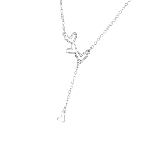 ZYHARUKO Zarte durchbrochene Herz-Design-Halskette, trendiger Legierungsschmuck, elegante Schlüsselbeinkette zum Verschenken und für den lässigen Stil, stilvolle durchbrochene Halskette, Geschenk von ZYHARUKO