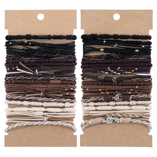 Set mit 24 weichen, handgewebten, elastischen Haarbändern, bequemes Zubehör, bunte Haarbänder, elastische Haarbänder von ZYKEJJDDAK