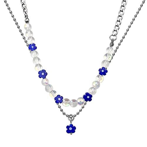 ZYKEJJDDAK 2 Stück Blumen Perlen Halsketten Kette Choker Kette Halskette Blume Anhänger Halskette Anhänger Choker Legierung von ZYKEJJDDAK