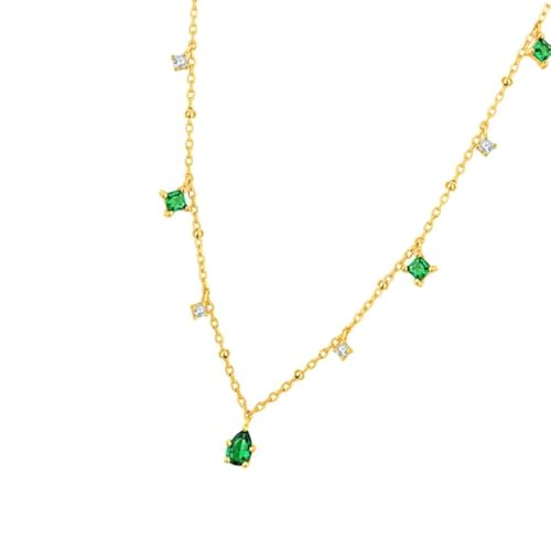 ZYKEJJDDAK Anspruchsvolle Halskette mit Smaragdanhänger, Vintage-Halsschmuck, kleiner Anhänger, Halskette für stilvoll und geschmackvoll von ZYKEJJDDAK