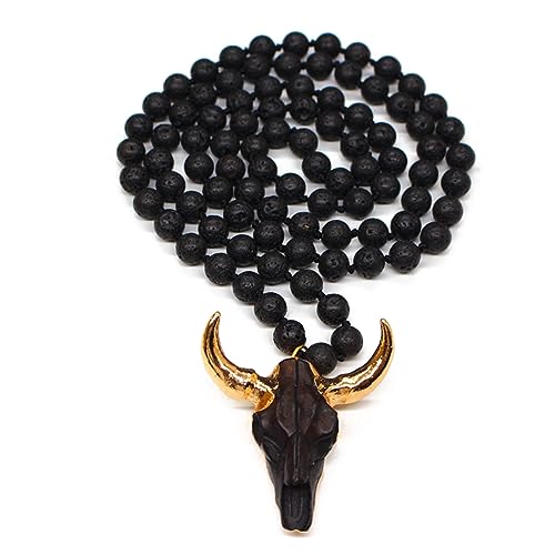 ZYKEJJDDAK Auffällige Halskette, lange Steinperlen, Horn-Anhänger, Halskette, modisch, Vintage, 4.68x2.73in, Naturstein, Kein Edelstein ZYKEJJDDAK Auffällige Halskette, lange Steinperlen, Horn-Anhänger, Halskette, modisch, Vintage, 4.68x2.73in, Naturstein, Kein Edelstein von ZYKEJJDDAK
