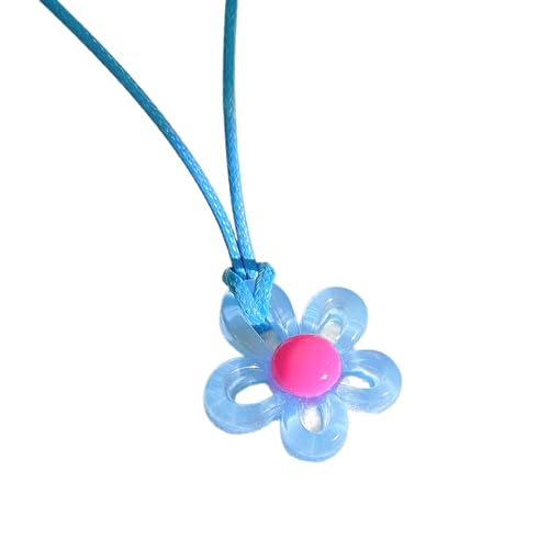 ZYKEJJDDAK Blossom Statement-Halskette, verstellbare Länge, mehrfarbig, Schlüsselbein-Ketten, modisch und elegant, 3.9x2.73in, Harz, Kein Edelstein von ZYKEJJDDAK