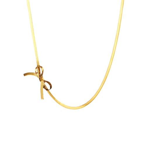 ZYKEJJDDAK Bowknot Anhänger Halskette Trendy Snake Bone Choker für Frauen Mädchen Flexible Schleifen Schlüsselbeinkette Choker, 9.75x1.56in, Titanstahl, Kein Edelstein ZYKEJJDDAK Bowknot Anhänger Halskette Trendy Snake Bone Choker für Frauen Mädchen Flexible Schleifen Schlüsselbeinkette Choker, 9.75x1.56in, Titanstahl, Kein Edelstein von ZYKEJJDDAK