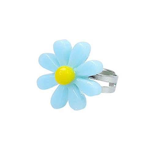 ZYKEJJDDAK Bunte Halskette und Finger, für Damen, Teenager, Mädchen, modisch, Boho-Schnitt, Blume, Schlüsselbeinkette, verstellbar, 3.9x2.34in, Acryl, Kein Edelstein von ZYKEJJDDAK