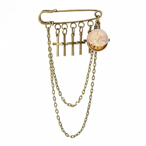 ZYKEJJDDAK Edgy Punk Kreuze Brosche mit abnehmbaren Kettendesigns für Konzerte, Partys und Freizeit, 5x8cm, Metall von ZYKEJJDDAK