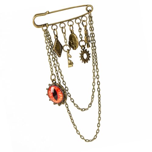 ZYKEJJDDAK Edgy Punk Kreuze Brosche mit abnehmbaren Kettendesigns für Konzerte, Partys und Freizeit, 5x8cm, Metall von ZYKEJJDDAK