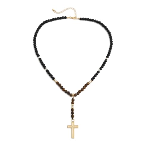 ZYKEJJDDAK Einzigartige türkisfarbene Steinperlen-Halskette, vielseitiger türkisfarbener Perlen-Hals-Schmuck-Anhänger für Mode, 5.85x5.85in, Reisperlen + Legierung, Kein Edelstein von ZYKEJJDDAK