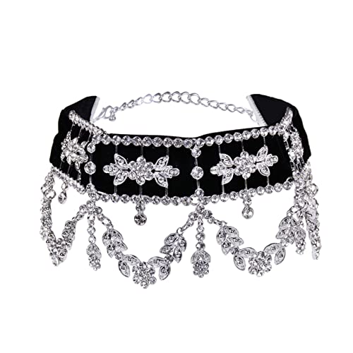 ZYKEJJDDAK Elegante Choker-Halskette, Vintage-Strass-Anhänger, modische Schlüsselbein-Halskette, Schmuck für Damen, 29cm11cm3cm7.5cm, Legierung, Strass-Samt, Kein Edelstein ZYKEJJDDAK Elegante Choker-Halskette, Vintage-Strass-Anhänger, modische Schlüsselbein-Halskette, Schmuck für Damen, 29cm11cm3cm7.5cm, Legierung, Strass-Samt, Kein Edelstein von ZYKEJJDDAK