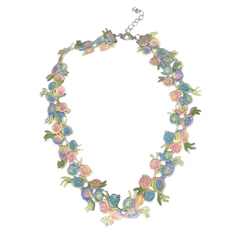 ZYKEJJDDAK Elegante Halskette mit Blumenstickerei, verstellbar, Vintage-inspirierter Schmuck, femininer Stoffblume, 31cm40cm, Stoff, Kein Edelstein von ZYKEJJDDAK
