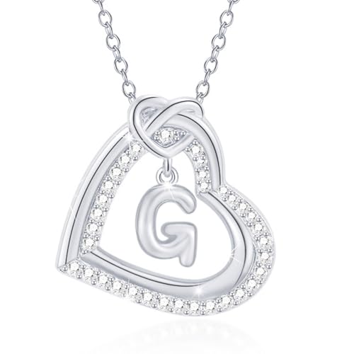 ZYKEJJDDAK Elegante Halskette mit Herzanhänger aus Legierung mit Initialen und schillernden Zirkonia für den täglichen Gebrauch, lässig, stilvoll, 2cm, Metall, Kein Edelstein ZYKEJJDDAK Elegante Halskette mit Herzanhänger aus Legierung mit Initialen und schillernden Zirkonia für den täglichen Gebrauch, lässig, stilvoll, 2cm, Metall, Kein Edelstein von ZYKEJJDDAK