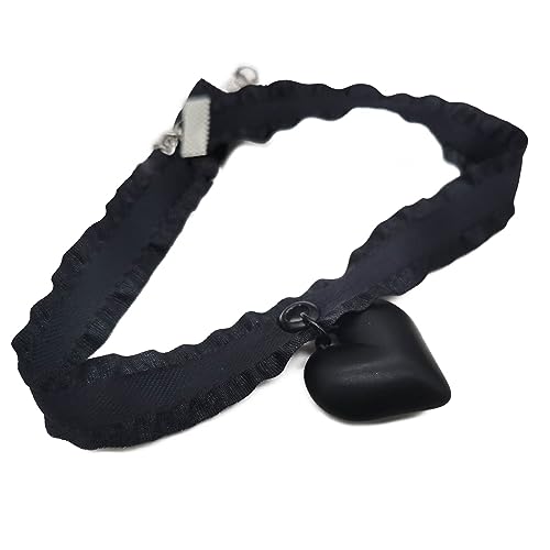 ZYKEJJDDAK Elegante Herz-Anhänger Choker Halskette Schwarz Stoffkette Elegante Statement Stücke für Mädchen Frauen Mode, 7.8x5.85in, Stofflegierung, Kein Edelstein von ZYKEJJDDAK