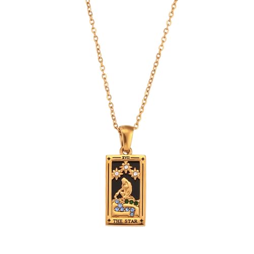ZYKEJJDDAK Eleganter Tarotkarten-Anhänger, Sternzeichen-Halskette, Handwerk aus stabilen Edelstahl-Materialien, Accessoire für eine einzigartige, Size Chain Length 405cm/15.751.97inch, Edelstahl, Kein ZYKEJJDDAK Eleganter Tarotkarten-Anhänger, Sternzeichen-Halskette, Handwerk aus stabilen Edelstahl-Materialien, Accessoire für eine einzigartige, Size Chain Length 405cm/15.751.97inch, Edelstahl, Kein von ZYKEJJDDAK