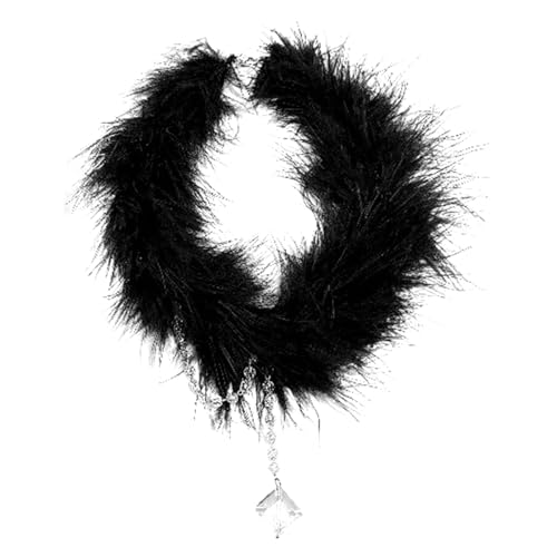 ZYKEJJDDAK Elegantes Plüsch-Halsband für Damen, modische Kristallhalskette, Zirkonia-Anhänger, Halsketten, Hochzeits-, Party-Schmuck, 7.8x3.9in, Legierung, Federimitat, Zirkon, Kein Edelstein ZYKEJJDDAK Elegantes Plüsch-Halsband für Damen, modische Kristallhalskette, Zirkonia-Anhänger, Halsketten, Hochzeits-, Party-Schmuck, 7.8x3.9in, Legierung, Federimitat, Zirkon, Kein Edelstein von ZYKEJJDDAK
