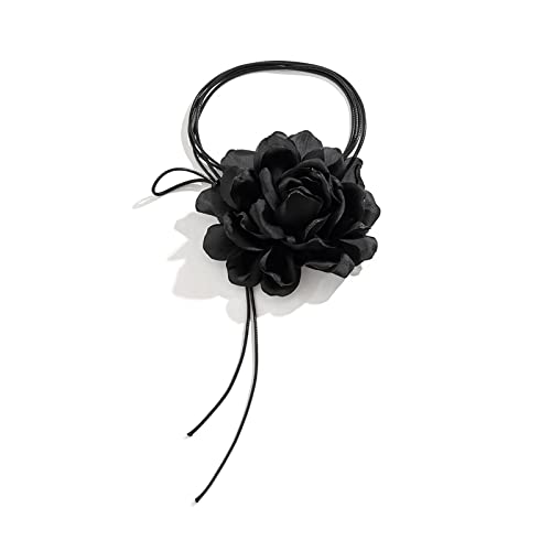 ZYKEJJDDAK Fashion Trend Rose Anhänger Schlüsselbeinkette Temperament einfach kalt verstellbar Wachs Seil, 12 cm, Wachsfaden + Satin, Kein Edelstein von ZYKEJJDDAK