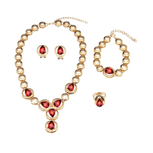 ZYKEJJDDAK Funkelnde Braut-Halskette und Ohrringe Set mit Kristallstruktur, Modeschmuck-Set, geeignet für Hochzeiten, 42cm 20cm 2cm 2cm, Künstlicher Kristall, Kein Edelstein von ZYKEJJDDAK