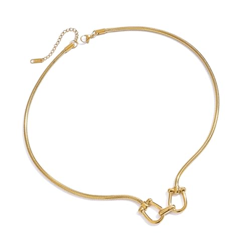 ZYKEJJDDAK Goldfarbene Halskette aus Edelstahl, doppelte Kreise, verstellbare Länge, Schlüsselbeinkette, Damen ZYKEJJDDAK Goldfarbene Halskette aus Edelstahl, doppelte Kreise, verstellbare Länge, Schlüsselbeinkette, Damen von ZYKEJJDDAK