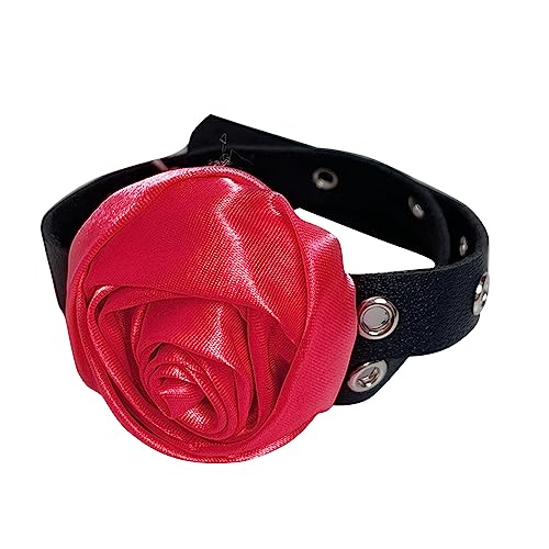 ZYKEJJDDAK Goth Eleganter Stoff-Blumen-Anhänger, Choker, Leder, kurz, einfache Halskette für Frauen, verstellbare Kette, passt zu allen, 3.9x3.9in, Leder und Stoff, Kein Edelstein von ZYKEJJDDAK