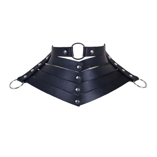 ZYKEJJDDAK Goth Punk Styles Kunstleder Halskette Unisex Verstellbare Kunstleder Halskette mit stilvollen O Ringen Schleifen Krawatte von ZYKEJJDDAK