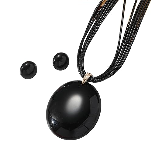 ZYKEJJDDAK Goth Wax Rope Love Heart Round Earrings Necklace for Women Elegant Adjustable Chain Simple Design, 3.9x3.12in, Acryl, Kein Edelstein von ZYKEJJDDAK