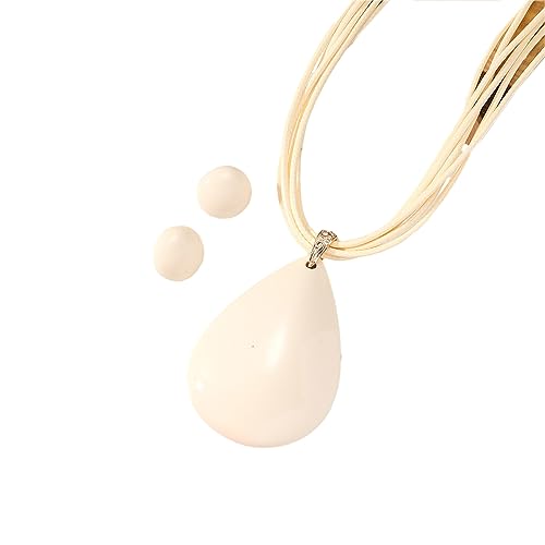 ZYKEJJDDAK Goth Wax Rope Love Heart Round Earrings Necklace for Women Elegant Adjustable Chain Simple Design, 3.9x3.12in, Acryl, Kein Edelstein von ZYKEJJDDAK