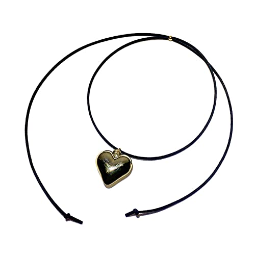 ZYKEJJDDAK Goth schwarzes Seil Herz Anhänger Choker Halskette für Frauen Elegante verstellbare Kette Schlichtes Design ZYKEJJDDAK Goth schwarzes Seil Herz Anhänger Choker Halskette für Frauen Elegante verstellbare Kette Schlichtes Design von ZYKEJJDDAK