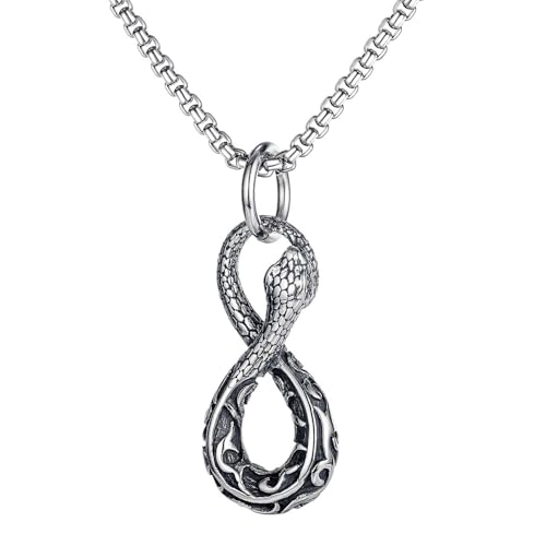 ZYKEJJDDAK Gothic Styles Ouroboros Schlangenanhänger Halskette Trendige Schlangenanhänger Halskette aus Edelstahl für Alltag, 60, Edelstahl, Kein Edelstein von ZYKEJJDDAK