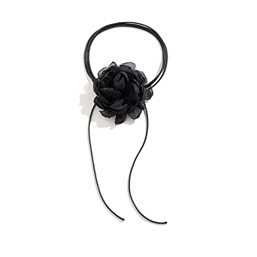 ZYKEJJDDAK Gothic elegante große Rose Blume Schlüsselbeinkette Halskette Frauen Braut verstellbar Choker Hochzeitsschmuck, 200 cm, Wachsfaden + Netz, Kein Edelstein von ZYKEJJDDAK