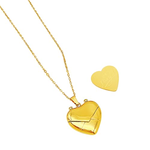 ZYKEJJDDAK Gravierbare Herz-Umschlag-Medaillon, Choker, verstellbare Länge, Halskette, handgefertigt, Schlüsselbeinkette, Frauenparty, 2.1cm, Titanstahl, Kein Edelstein ZYKEJJDDAK Gravierbare Herz-Umschlag-Medaillon, Choker, verstellbare Länge, Halskette, handgefertigt, Schlüsselbeinkette, Frauenparty, 2.1cm, Titanstahl, Kein Edelstein von ZYKEJJDDAK