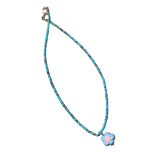 ZYKEJJDDAK Halskette mit Blumenanhänger, Schlüsselbeinkette, Temperament-Halsband, einfache bunte Perlen-Halskette, Statement, 3.9x3.9in, Kunststoff und Acryl, Kein Edelstein von ZYKEJJDDAK